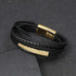 Herren Echtlederarmband Plate Silber Edelstahl Magnetverschluss Luxus TOP verkauft
